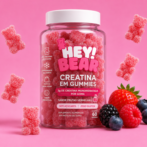 Hey!Bear Creatina Gummies sabor frutas vermelhas